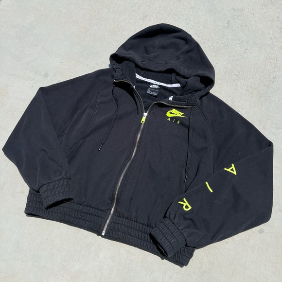 Womens girls juniors Nike black and lime green cropped zip up hoodie sweatshirt - Picture 4 of 4